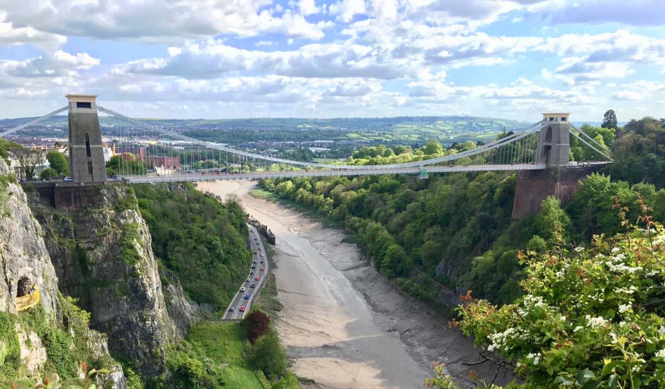 Looking out at the Clifton Suspension Bridge in Bristol, UK