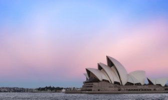 The Sydney, Australia Opera House during a colorful sunset