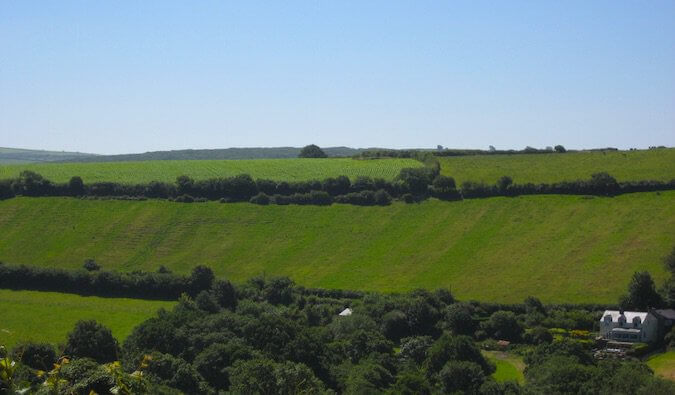 Green fields in Cornwall, England
