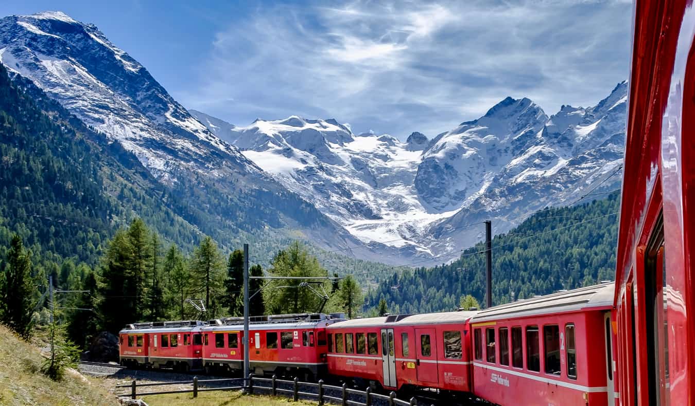 A high-speed train in Europe speeding in Switzerland