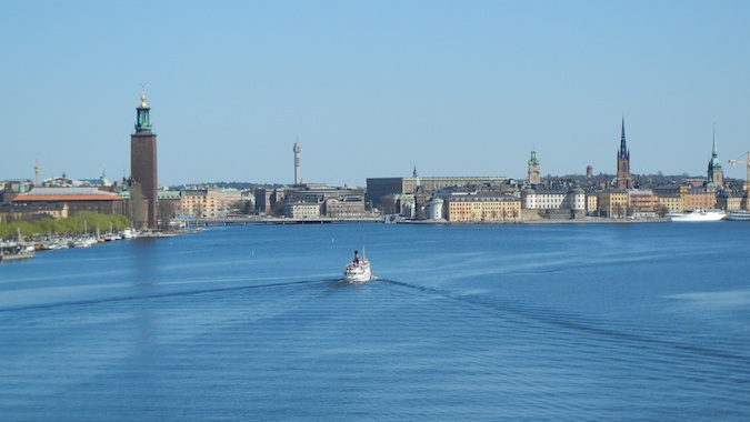 A river view of the city of Stockholm, Sweden