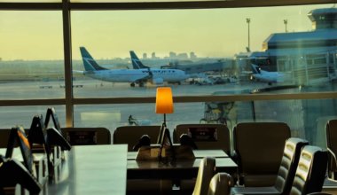 An airport lounge in Toronto, Ontario
