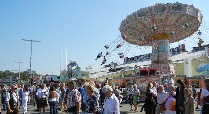 The rides outside at Oktoberfest in Munich, Germany