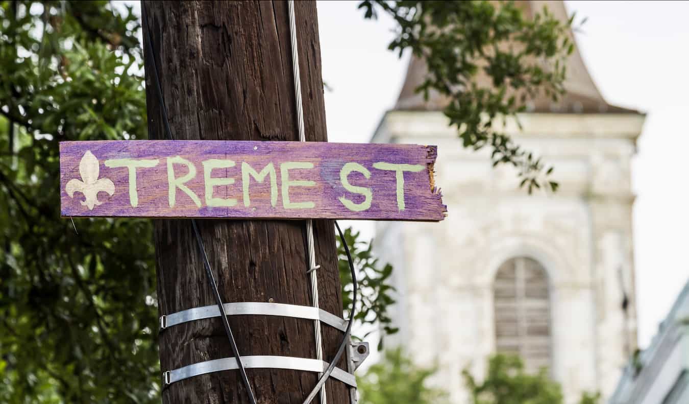 A small handmade sign in the Treme area of New Orleans, USA
